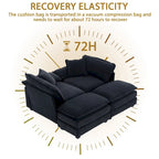 2-Sitzer-Sofa mit 2 Sitzkissen, 2 Kissen und 2 Hockern, bequemes Sofa - tiefes Sofa fürs Wohnzimmer, modulares Sofa