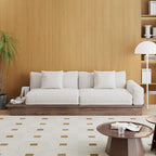 JASIWAY Modernes Sofa aus Massivholz mit Bezug aus Baumwollleinen