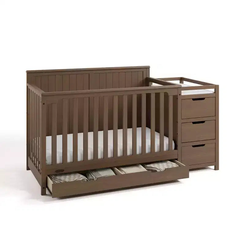 Lit de bébé convertible 5 en 1 avec table à langer et tiroir