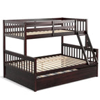 Gymax Etagenbett mit Einzelbett oben und Doppelbett unten, mit ausziehbarem Einzelbett, umbaubare Plattform