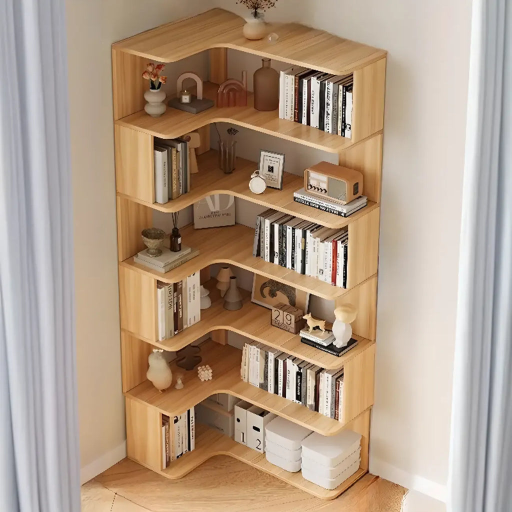Libreria angolare in legno ingegnerizzato con 6 ripiani