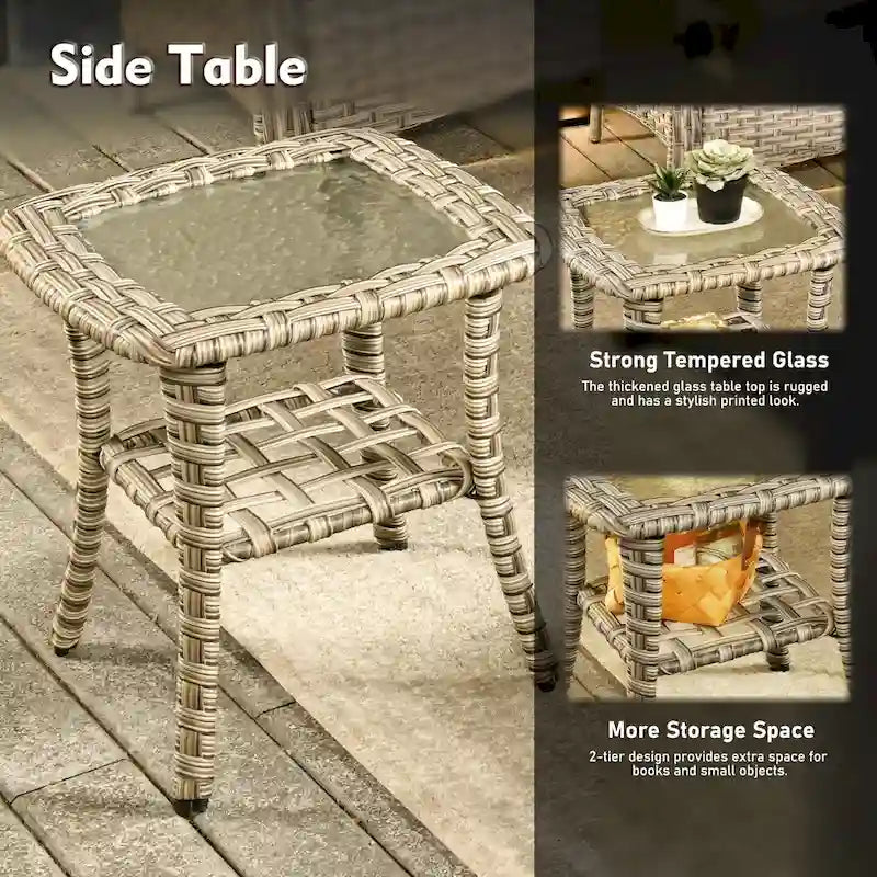 XIZZI 9-delige loungeset voor buiten met draaibare stoel