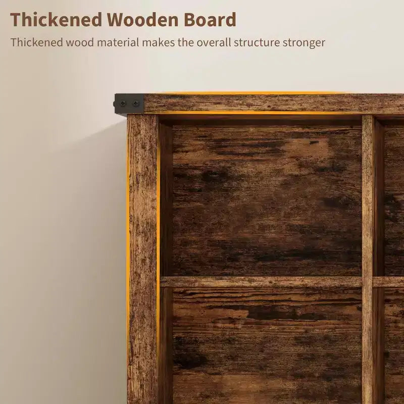 Bücherregal mit 8 Fächern, im Landhausstil, waagerecht, 62 Inch, aus Holz, für den Eingangsbereich, langes, niedriges Bücherregal fürs Wohnzimmer