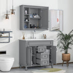 Meuble-lavabo de salle de bains moderne de 36' avec lavabo intégré et armoire à miroir, 2 portes et 2 tiroirs