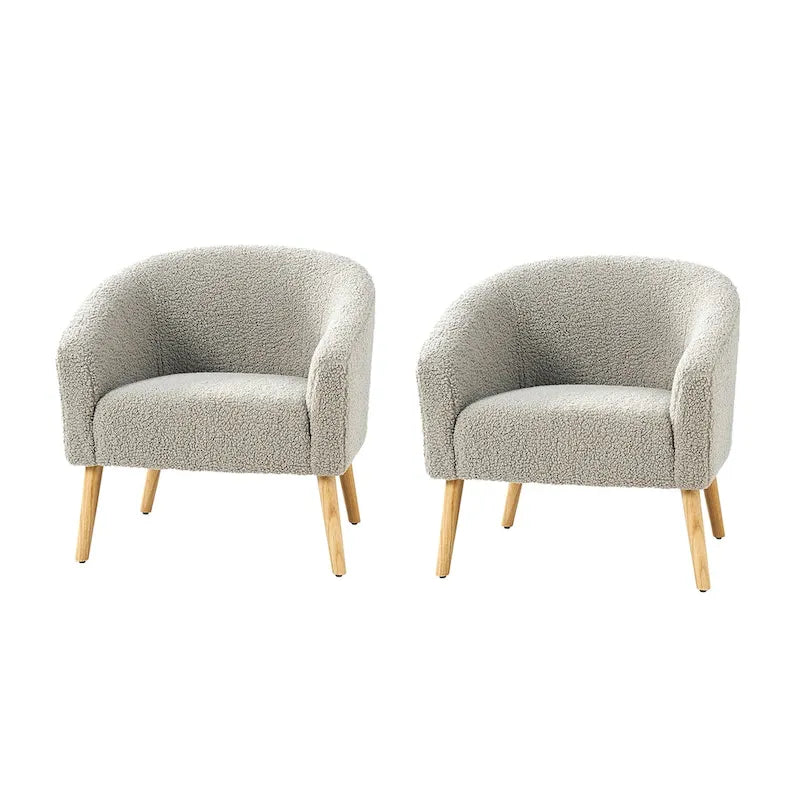 Sheila moderner Bouclé-Sessel, 30 W, mit Massivholzbeinen, 2er-Set von HULALA HOME
