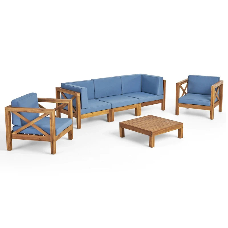 6-teiliges Outdoor-Sitzgruppen-Set aus Akazienholz Brava von Christopher Knight Home