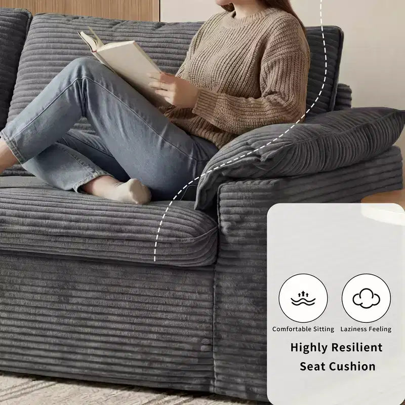 Divanetto a due posti Dyonery 86 Cloud, seduta profonda e cuscini con braccioli larghi, struttura robusta, design ergonomico traspirante