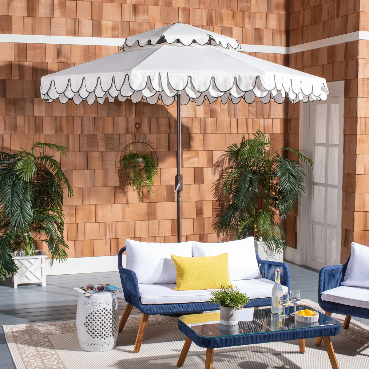 SAFAVIEH Kjerstin Outdoor-Volant für Doppelsonnenschirm mit 9 Ft