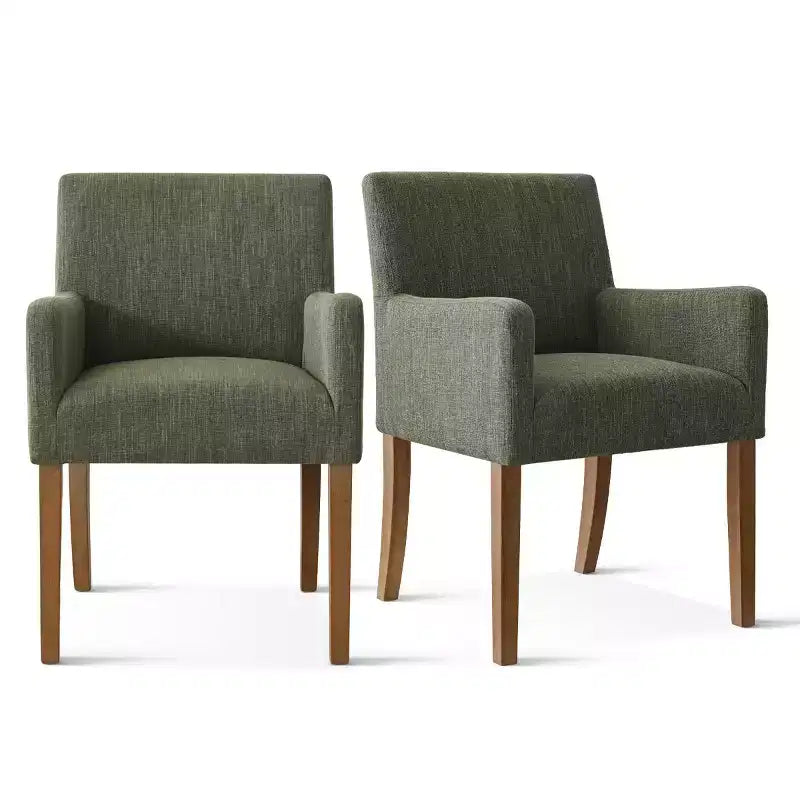Set di 6 sedie da pranzo imbottite con braccioli, poltroncine moderne in lino con gambe in legno, sedie decorative per sala da pranzo e soggiorno - Panipeachy