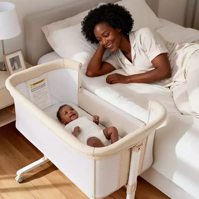 Culla per neonati con ruote ?? beige / grigio / rosa, culla co-sleeping, per 1 neonato