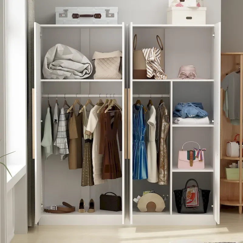 Moderner freistehender Kleiderschrank aus Massivholz mit Einlegeböden