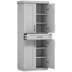 Modern Kitchen Pantry Freestanding Cabinet Cupboard with Doors and Drawer, Adjustable Shelving