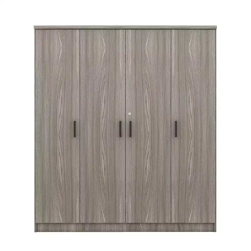 Viertüriger Kleiderschrank aus Holz mit Kleiderstange, 1 Schublade und Einlegeböden