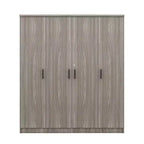Viertüriger Kleiderschrank aus Holz mit Kleiderstange, 1 Schublade und Einlegeböden