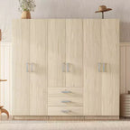 Guarda-roupa de madeira com 6 portas e gavetas para quarto