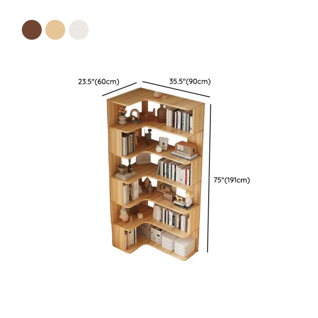 Libreria angolare in legno ingegnerizzato con 6 ripiani