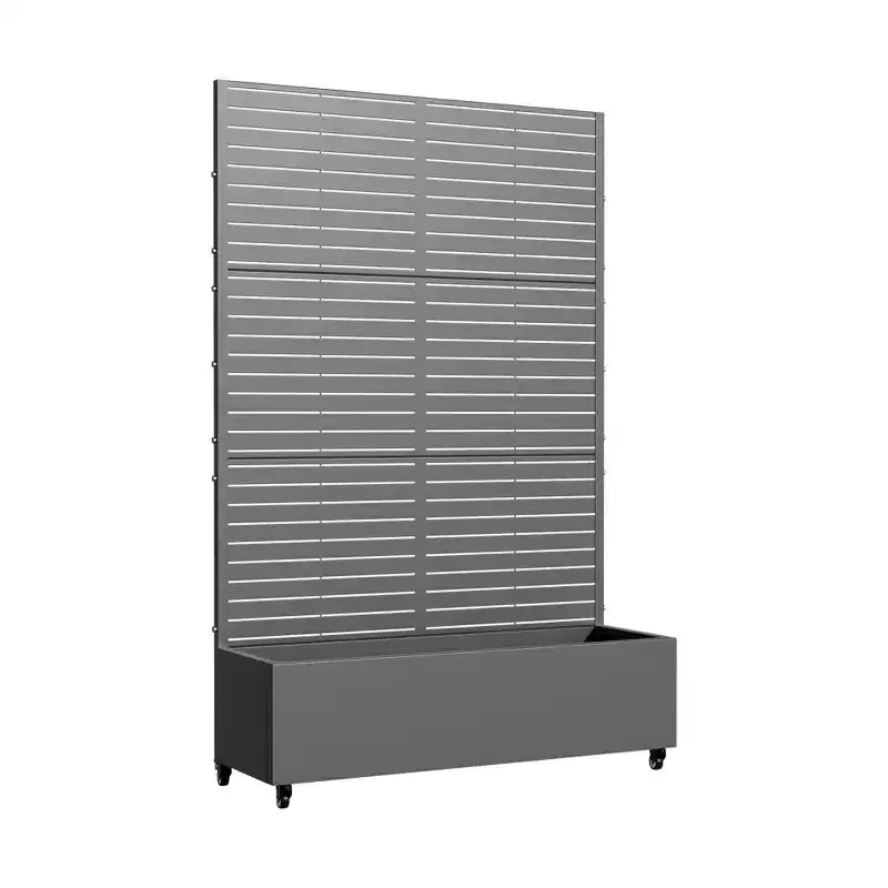 MAYEERTY plantenbak met klimrek, ijzergrijs, klassieke stijl met lamellen, 72x35x16in, set van 3