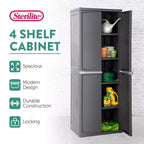 Sterilite 2er-Pack verstellbarer Aufbewahrungsschrank mit 4 Regalböden und Behälter für die Garage, Grau
