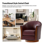 Pocono Übergangs-Stil-Drehfasssessel aus echtem Leder mit Massivholzgestell, 2er-Set, Artful Living Design