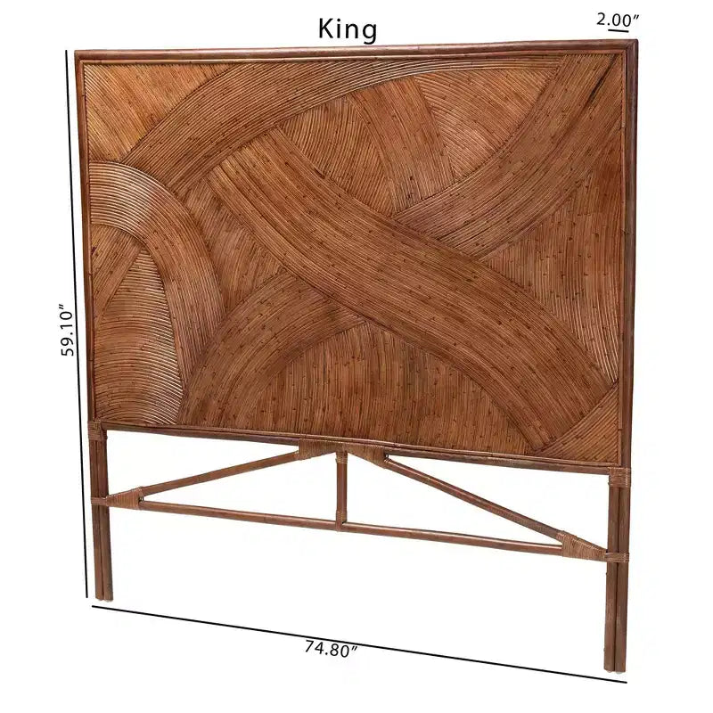 bali & pari Elettra hoofdbord van rotan voor kingsize bed: handgemaakt, geen montage nodig, bohemien design