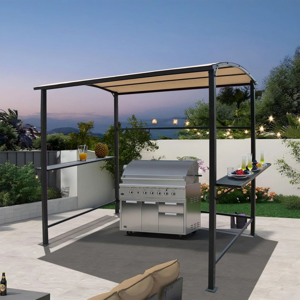 Grillpavillon mit Vordach für den Außenbereich, Stahlrahmen, 5 ft. x 8 ft.