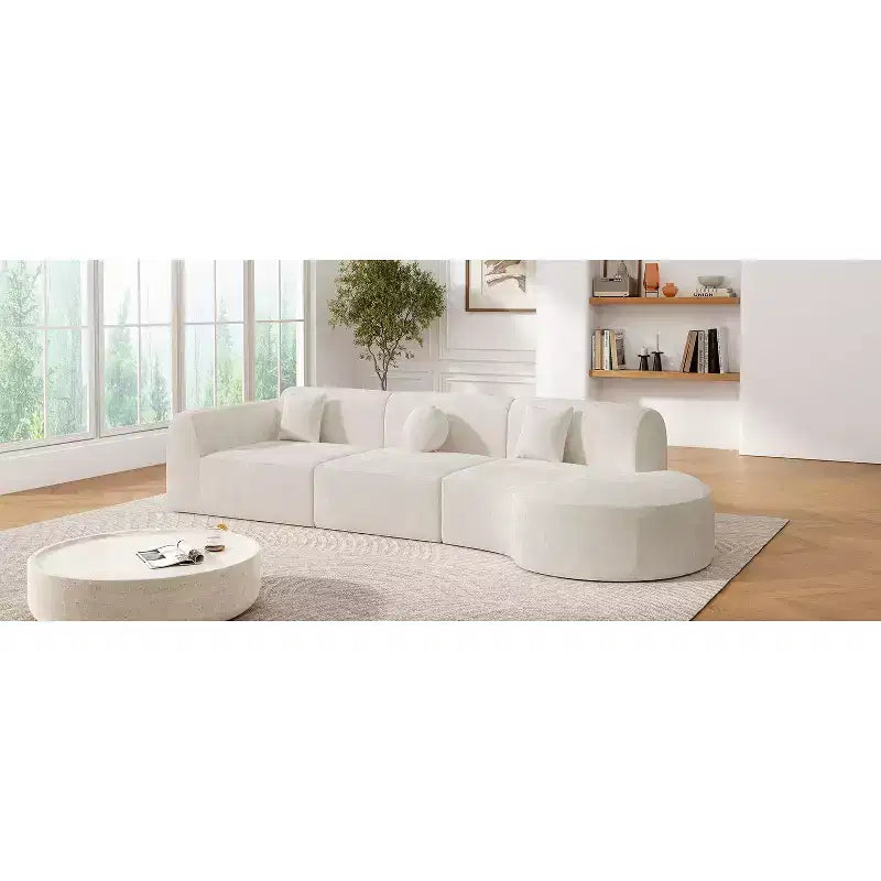 Modernes geschwungenes Ecksofa mit 140 Zoll, Chaiselongue, 3-teiliges Set für das Wohnzimmer