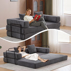 Verwandelbares Bodensofa-Bett mit Kissenlehne aus Chenille für Wohnzimmer und Schlafzimmer