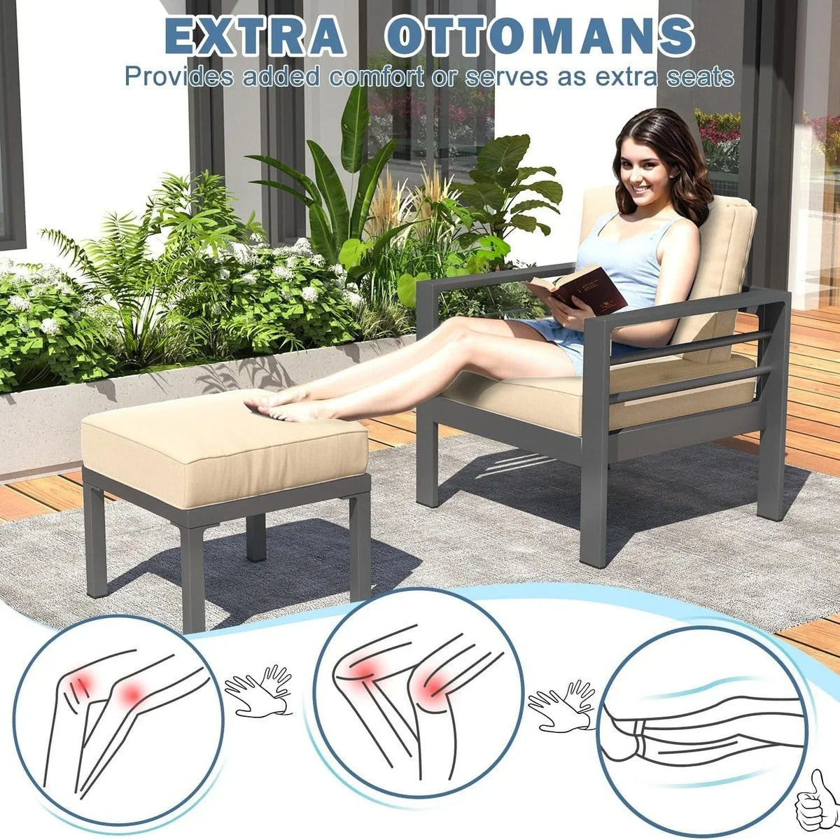 AECOJOY 7-teiliges Gartenmöbelset aus Aluminium für draußen