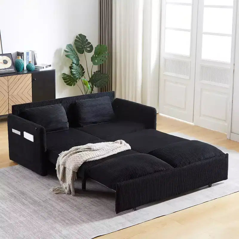 Divano letto in velluto a coste da 64.5, convertibile 3 in 1 con letto estraibile