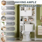 Over The Toilet Storage Cabinet - 67.4 H Farmhouse Bathroom Organizers and Storage with Adjustable Shelf and Glass Door for Bathroom, Laundry