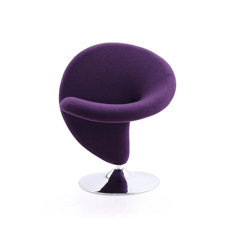 Obrotowy fotel akcentowy Manhattan Comfort Curl z chromowaną podstawą, z mieszanki wełny (zestaw 2 szt.)