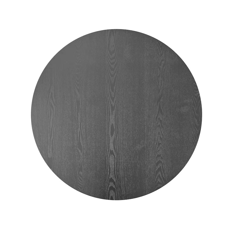Table basse ronde moderne en bois massif plaqué, avec rangement