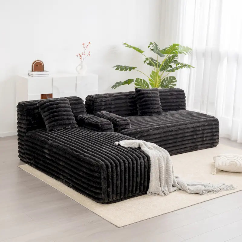Modułowa sofa narożna Cloud, nowoczesna tapicerowana kanapa z 2 poduszkami dekoracyjnymi, dowolnie konfigurowana, w kształcie litery L