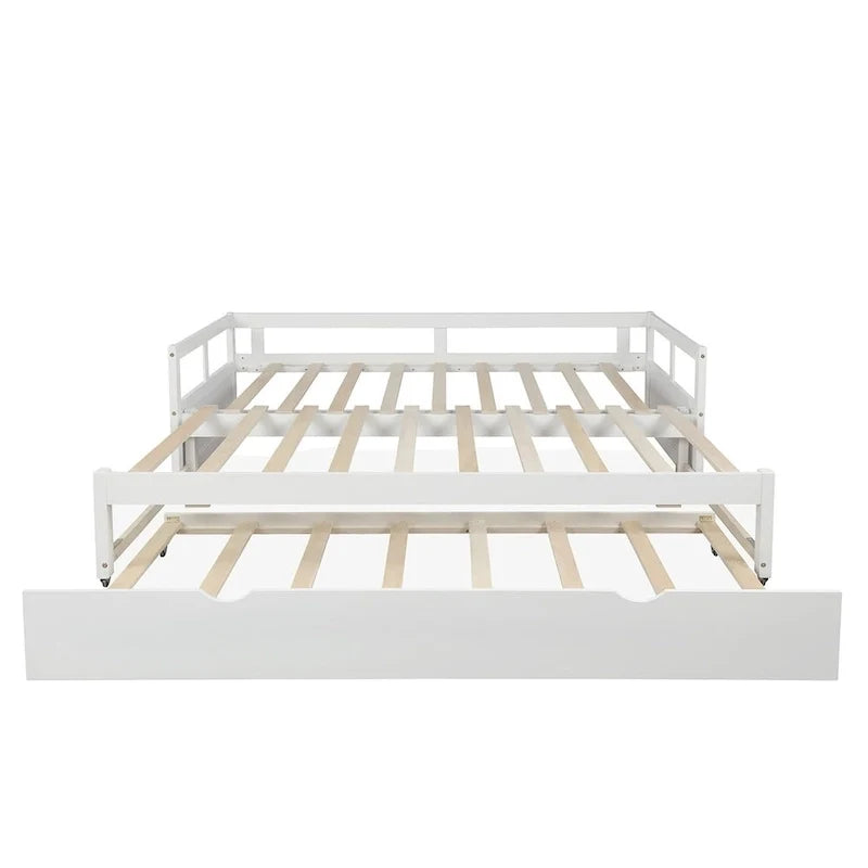 Uitschuifbaar ligbed met onderschuifbed, houten ligbed met onderschuifbed