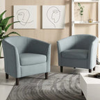 2 Set Modern Linen Barrel Accent Chairs Club Armchair