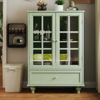 Aufbewahrungsschränke, holzerner Bodenschrank mit 1 Schublade und 2 Glastüren, Sideboard im Landhausstil mit Stauraum für das Wohnzimmer