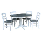 Ronde uitschuifbare eettafel van 36 met 4 Madrid-stoelen