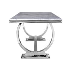 Mesa de jantar moderna com base em U de metal inoxidável