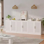 Set van 3 dressoirkasten met rotandeuren en verstelbare planken - 93Lx31H