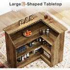 Meuble-bar en L avec porte-verres à pied pour bar à domicile