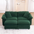 2-Sitzer-Sofa mit 2 Sitzkissen, 2 Kissen und 2 Hockern, bequemes Sofa - tiefes Sofa fürs Wohnzimmer, modulares Sofa