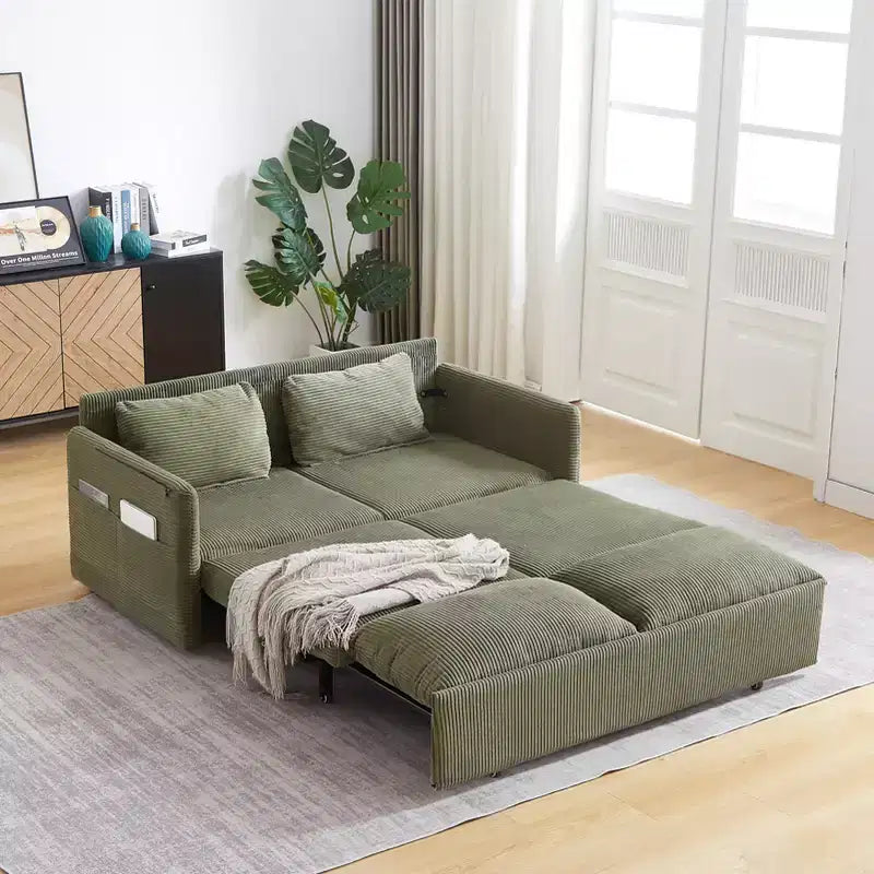 Divano letto in velluto a coste da 64.5, convertibile 3 in 1 con letto estraibile