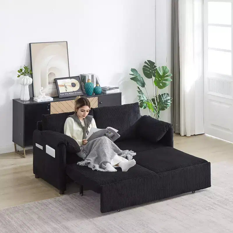 Divano letto in velluto a coste da 64.5, convertibile 3 in 1 con letto estraibile
