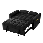 Rozkładana sofa dwuosobowa 4 w 1 z podłokietnikami i kieszeniami do przechowywania, wielofunkcyjna pikowana sofa z regulowanym oparciem