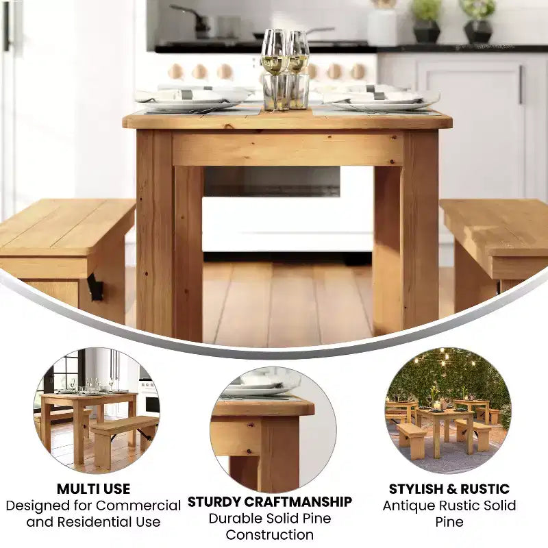 Flash Furniture rechthoekige boerderij-eettafel van massief grenenhout, 46 x 30