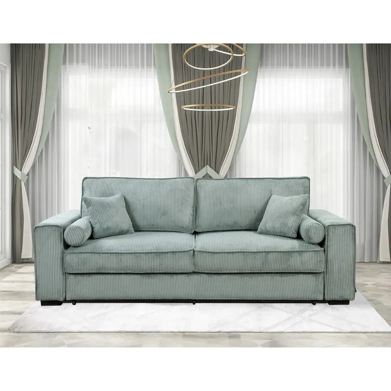 Divano letto grande Roomfitters con contenitore, divano moderno a 3 posti, divano imbottito con schienale per piccoli spazi