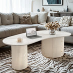 Minimalistische standaard witte ovale salontafel met 2 laden