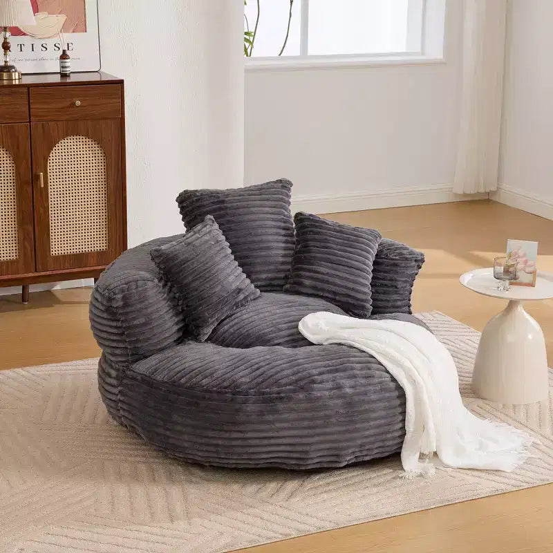 Sitzsacksofa für Erwachsene und Kinder, übergroßer Cord-Sitzsack mit 3 Kissen und Armlehnen für Wohnzimmer und Schlafzimmer