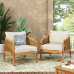 Jabe Garten-Clubstuhl-Set aus Akazienholz und Korbgeflecht von Christopher Knight Home