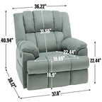 Groene extra grote handmatige relaxfauteuil met draaifunctie, schommelfunctie en stoffen bekleding